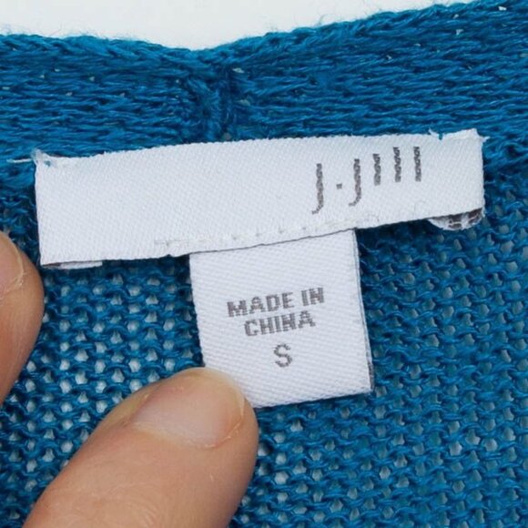 J. Jill Womens Linen Blend Open Front Long Cardigan in Oceanside Size S Summer - Picture 5 of 10